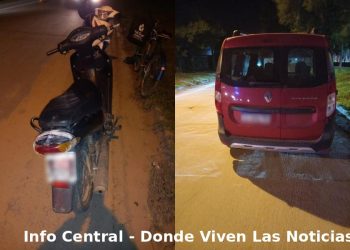 Villa Ocampo: Una mujer hospitalizada tras un choque entre una moto y una Renault Kangoo.