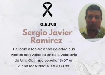 Villa Ocampo: Fallecimiento de Sergio Javier Ramírez a los 43 años de edad.