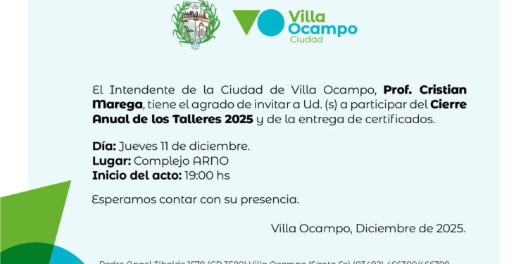 VILLA OCAMPO: CIERRE DE TALLERES MUNICIPALES.