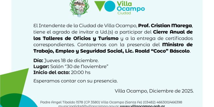 VILLA OCAMPO: CIERRE ANUAL DE LOS TALLERES DE OFICIOS Y TURISMO.