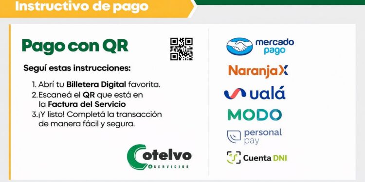 Villa Ocampo: COTELVO habilita el pago de facturas con billeteras digitales.