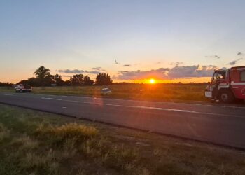 Accidente vial en Ruta Nacional 11: un automóvil impactó contra un poste en Villa Ocampo.