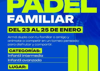Se realizará un Torneo de Pádel Familiar del 23 al 25 de enero en el Complejo Deportivo La Academia.