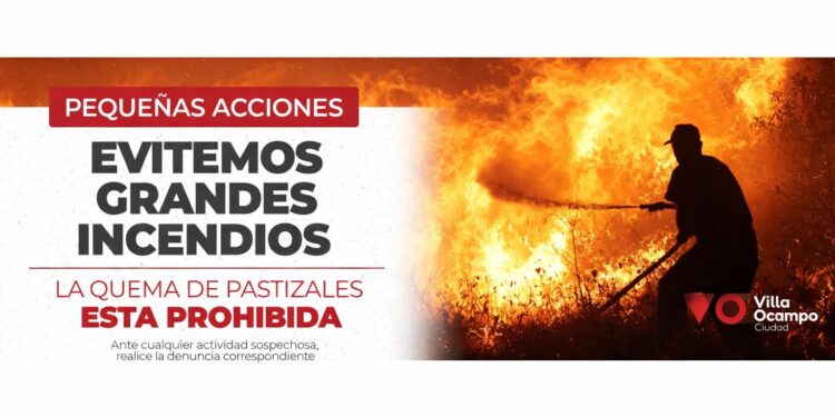 La Municipalidad recuerda que la quema de pastizales está prohibida y solicita responsabilidad ciudadana.