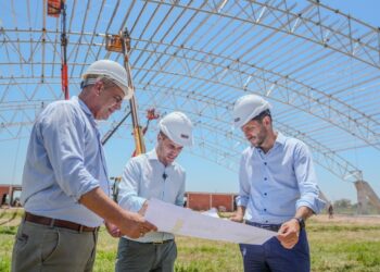 Pullaro recorrió una de las obras emblemáticas para los Juegos Suramericanos: el Microestadio de Rafaela, con un avance cercano al 45 %.