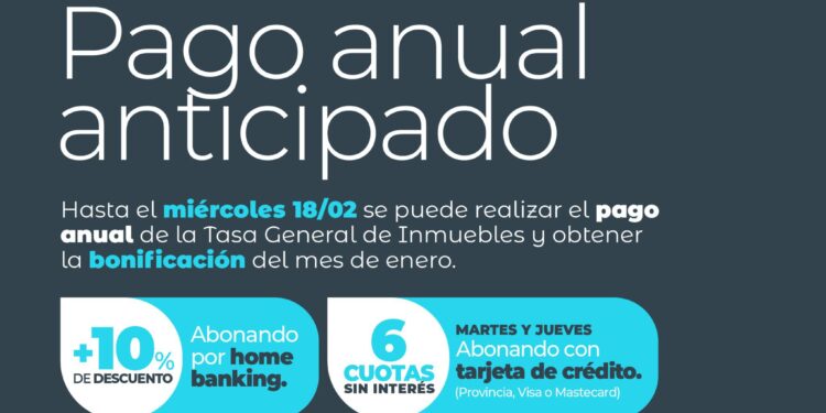 Villa Ocampo: TGI: continúa vigente el pago anual anticipado con importantes beneficios.