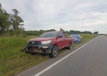 Camioneta despistó en Ruta 11 tras la explosión de un neumático.