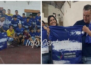 La gestión comunal de Tacuarendí entregó nuevas camisetas a la Primera División rumbo a la Copa Federación.