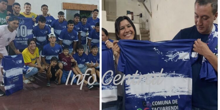 La gestión comunal de Tacuarendí entregó nuevas camisetas a la Primera División rumbo a la Copa Federación.