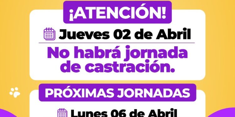Villa Ocampo: Se informa la programación de jornadas de castraciones gratuitas para mascotas.