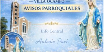 VILLA OCAMPO AVISOS PARROQUIALES del 27 de abril al 3 de mayo de 2026.