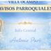 VILLA OCAMPO AVISOS PARROQUIALES del 27 de abril al 3 de mayo de 2026.