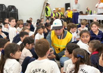 Villa Ocampo: La Guardia Urbana realizó una nueva charla de educación vial en la Escuela Virgen Niña.