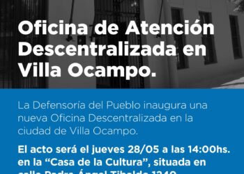 VILLA OCAMPO CONTARÁ CON UNA OFICINA DESCENTRALIZADA DE LA DEFENSORÍA DEL PUEBLO.