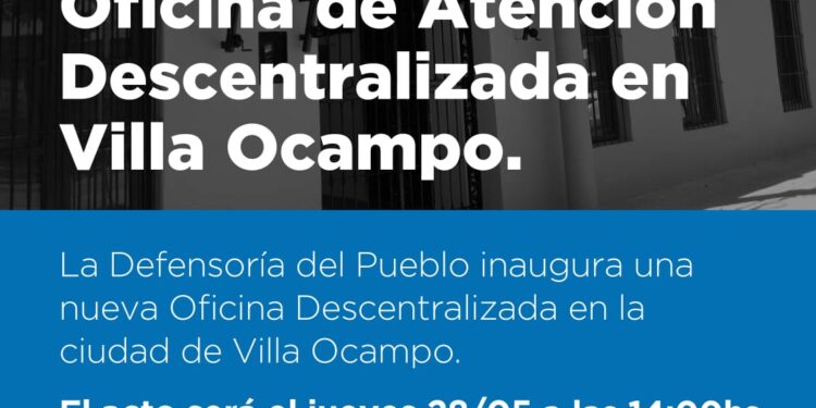 VILLA OCAMPO CONTARÁ CON UNA OFICINA DESCENTRALIZADA DE LA DEFENSORÍA DEL PUEBLO.