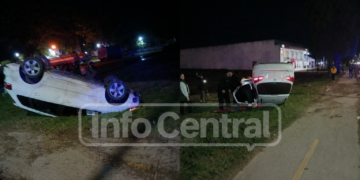 RECONQUISTA: UN AUTOMÓVIL VOLCÓ SOBRE RUTA NACIONAL Nº 11 Y SU CONDUCTOR FUE HOSPITALIZADO.
