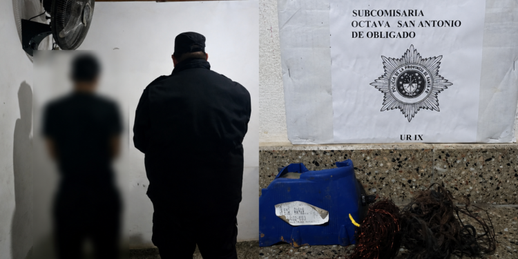 Robo en la planta de agua de San Antonio de Obligado: aprehendieron a un hombre con rollos de cobre.