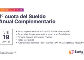 Cronograma de pago de la primera cuota del Sueldo Anual Complementario.