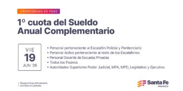 Cronograma de pago de la primera cuota del Sueldo Anual Complementario.