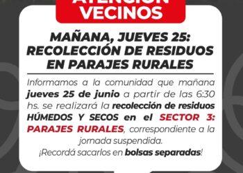 VILLA OCAMPO: RECOLECCIÓN DE RESIDUOS EN PARAJES RURALES – RECUPERACIÓN DE JORNADA SUSPENDIDA.