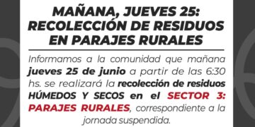 VILLA OCAMPO: RECOLECCIÓN DE RESIDUOS EN PARAJES RURALES – RECUPERACIÓN DE JORNADA SUSPENDIDA.