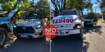 Reconquista: una rama cayó sobre una camioneta tras ser enganchada por un camión y provocó daños materiales.