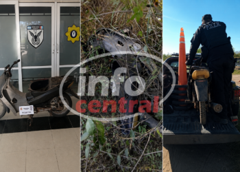Hallan una motocicleta abandonada y oculta entre malezas en Las Toscas.