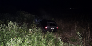 Una familia que viajaba hacia Villa Ana chocó contra un perro y despisto su auto en Ruta 11.