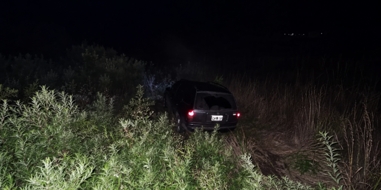 Una familia que viajaba hacia Villa Ana chocó contra un perro y despisto su auto en Ruta 11.