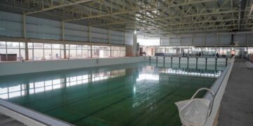 Juegos Suramericanos 2026: el Centro Acuático de Rosario ya luce sus piletas con agua a al espera de los competidores.