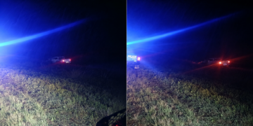 Florencia: Una camioneta despistó sobre la Ruta Nacional 11 durante la intensa lluvia.