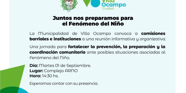VILLA OCAMPO SE PREPARA ANTE POSIBLES SITUACIONES ASOCIADAS AL FENÓMENO DEL NIÑO.