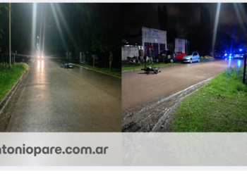 Villa Ocampo: un motociclista fue trasladado al hospital tras chocar con una camioneta.