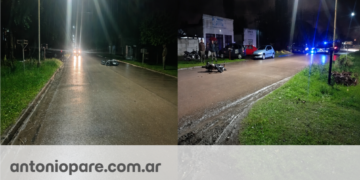 Villa Ocampo: un motociclista fue trasladado al hospital tras chocar con una camioneta.