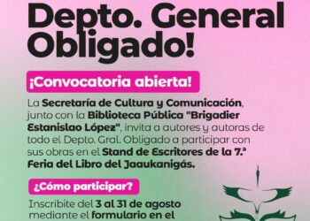 CONVOCATORIA ABIERTA PARA ESCRITORES DEL DEPARTAMENTO GENERAL OBLIGADO EN LA 7.ª FERIA DEL LIBRO DEL JAAUKANIGÁS.