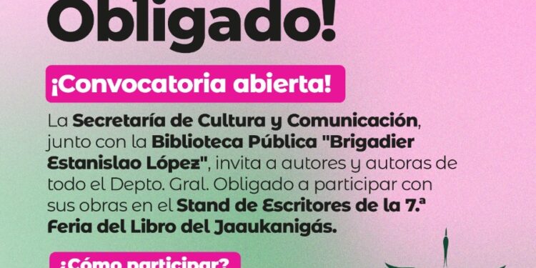 CONVOCATORIA ABIERTA PARA ESCRITORES DEL DEPARTAMENTO GENERAL OBLIGADO EN LA 7.ª FERIA DEL LIBRO DEL JAAUKANIGÁS.
