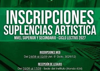 INSCRIPCIONES A SUPLENCIAS DE EDUCACIÓN ARTÍSTICA PARA EL CICLO LECTIVO 2027.