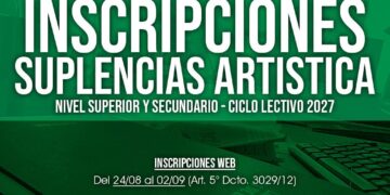 INSCRIPCIONES A SUPLENCIAS DE EDUCACIÓN ARTÍSTICA PARA EL CICLO LECTIVO 2027.