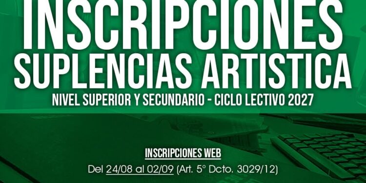 INSCRIPCIONES A SUPLENCIAS DE EDUCACIÓN ARTÍSTICA PARA EL CICLO LECTIVO 2027.