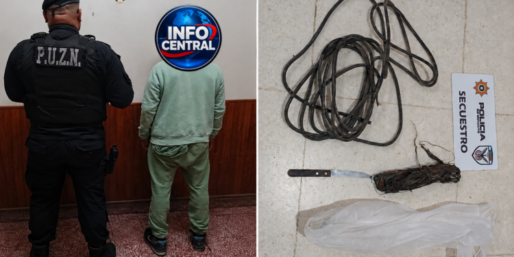 LAS TOSCAS: APREHENDIERON A UN JOVEN CON TROZOS DE CABLES Y UN CUCHILLO.