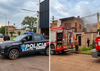 VILLA OCAMPO: UN INCENDIO EN UNA VIVIENDA MOVILIZÓ A BOMBEROS Y TRES PERSONAS FUERON TRASLADADAS AL HOSPITAL.