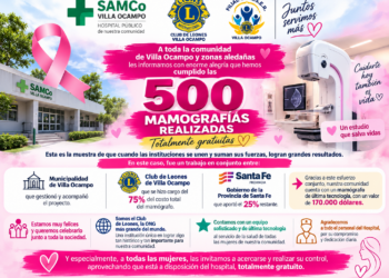 VILLA OCAMPO: YA SE REALIZARON 500 MAMOGRAFÍAS GRATUITAS EN EL SAMCO.